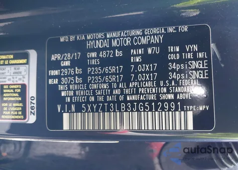 2018 Hyundai Santa Fe Sport 2.4L from USA, damaged, VIN 5XYZT3LB3JG512991